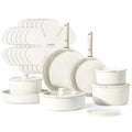 🌟 BRAND NEW IN BOX – 21-PC CAROTE CERAMIC COOKWARE SET – CREAM COLOR – FREE USA